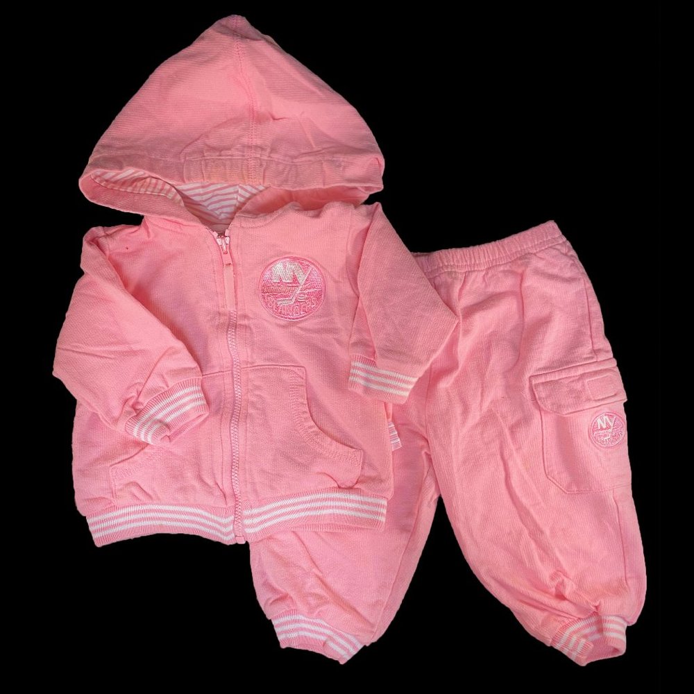 NHL Islanders Pink Sweat Suit 6/9M